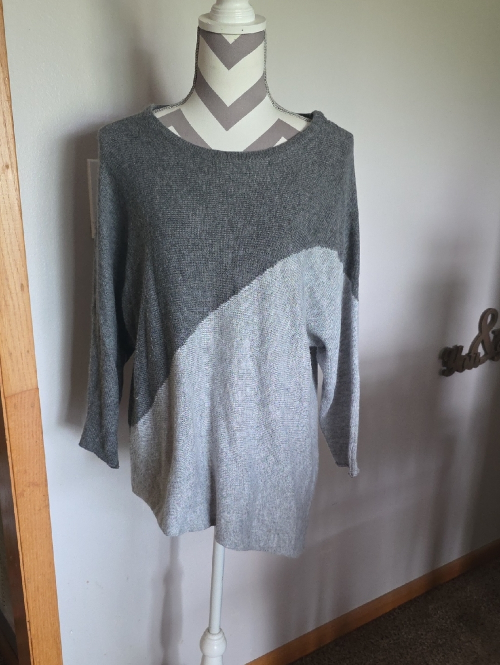 Market & Spruce Nina Asymmetrical Colorblock Sweater Tunic - Size Large